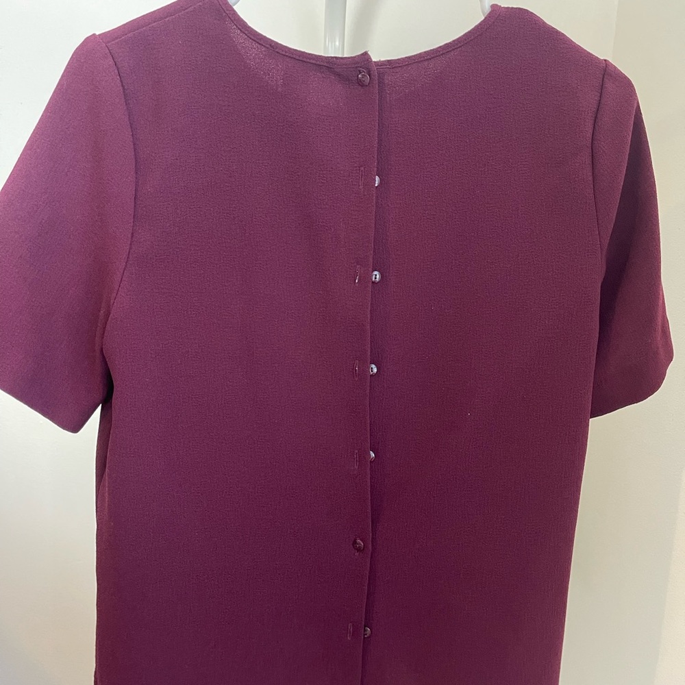 Burgundy Pearl Button Blouse Size S